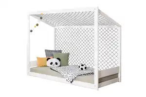 Bodenbett Fußball Holz ca. 90x200 cm Weiß, Weiß