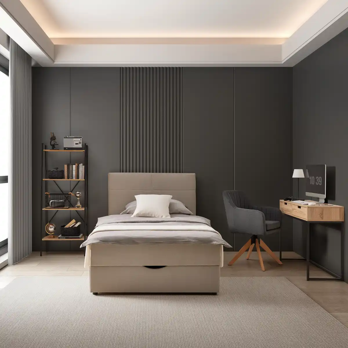 Bild 1 von Boxbett Ace ca. 120x200 cm Beige intgr. Topper, Beige