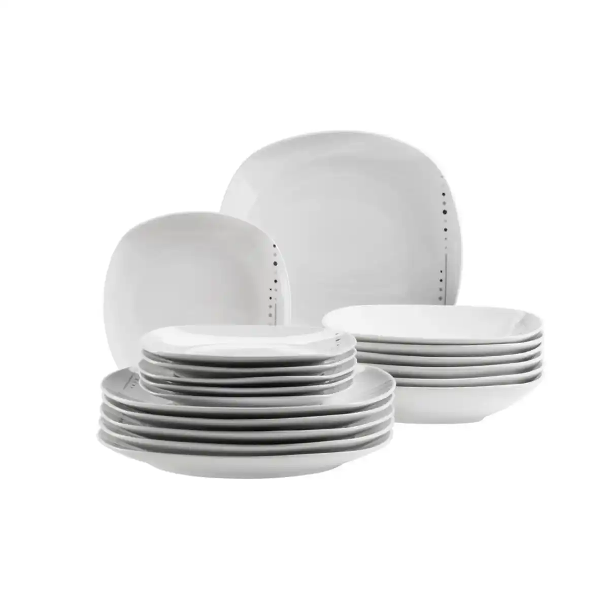 Bild 1 von Mäser Tafelservice, Weiß, Keramik, 18-teilig, Punkte, Essen & Trinken, Geschirr, Geschirr-Sets, Tafelservice