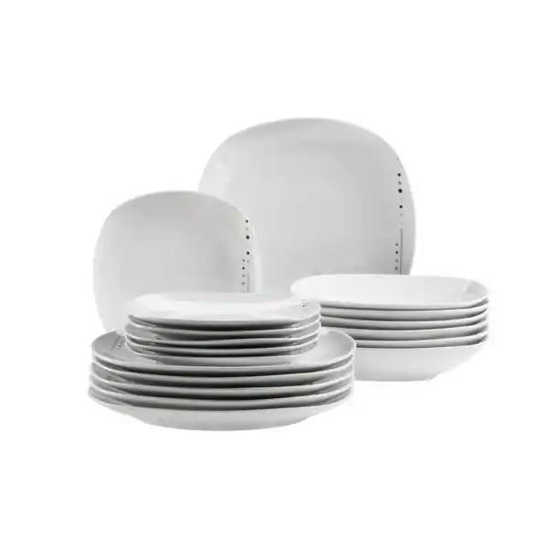 Bild 1 von Mäser Tafelservice, Weiß, Keramik, 18-teilig, Punkte, Essen & Trinken, Geschirr, Geschirr-Sets, Tafelservice