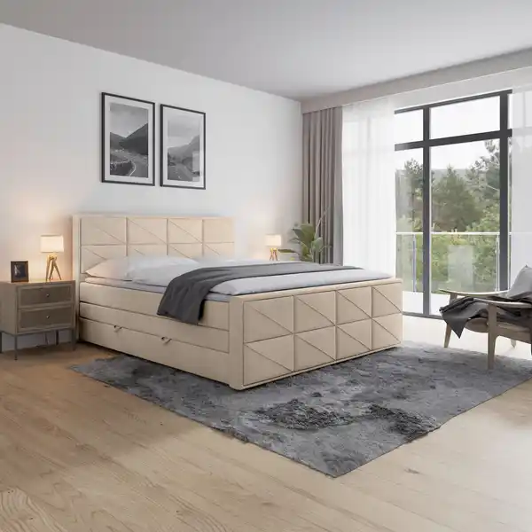 Bild 1 von Boxspringbett Helsinki ca. 180x200 cm Beige, Beige