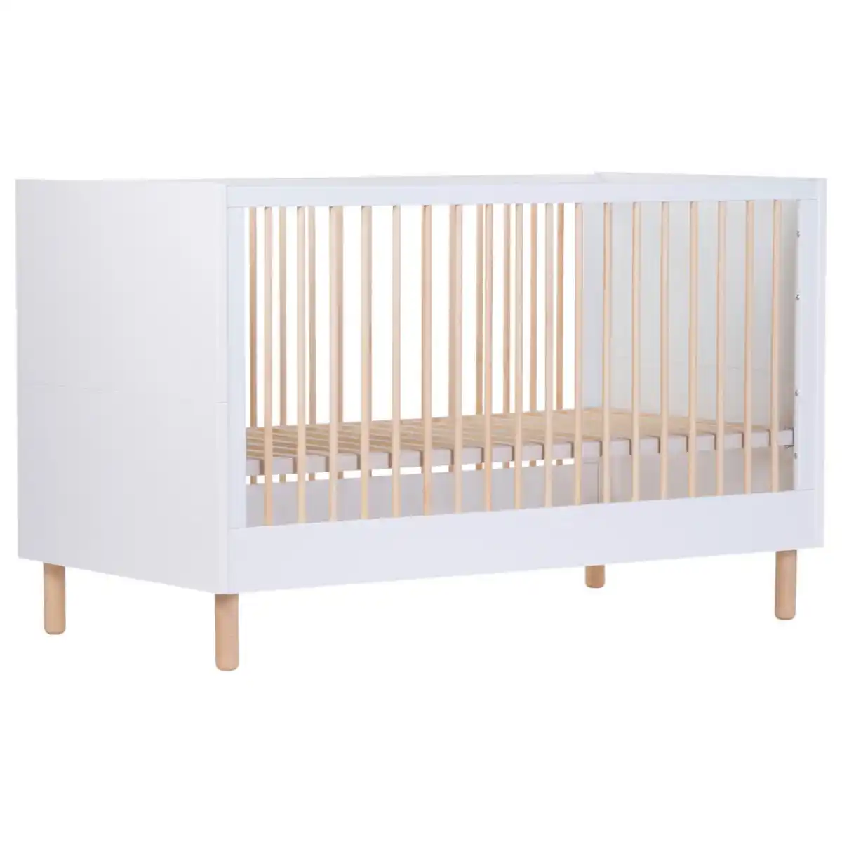 Bild 1 von Childhome Gitterbett Wonder White 2in1, Natur, Weiß, Kunststoff, Holzwerkstoff, 90x75x145 cm, zum Juniorbett umbaubar, höhenverstellbar, Warnhinweise am Produkt, Aufbauanleitung im Karton, Babymöb