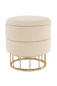 HOCKER Hocker rund in Beige, Goldfarben, Beige