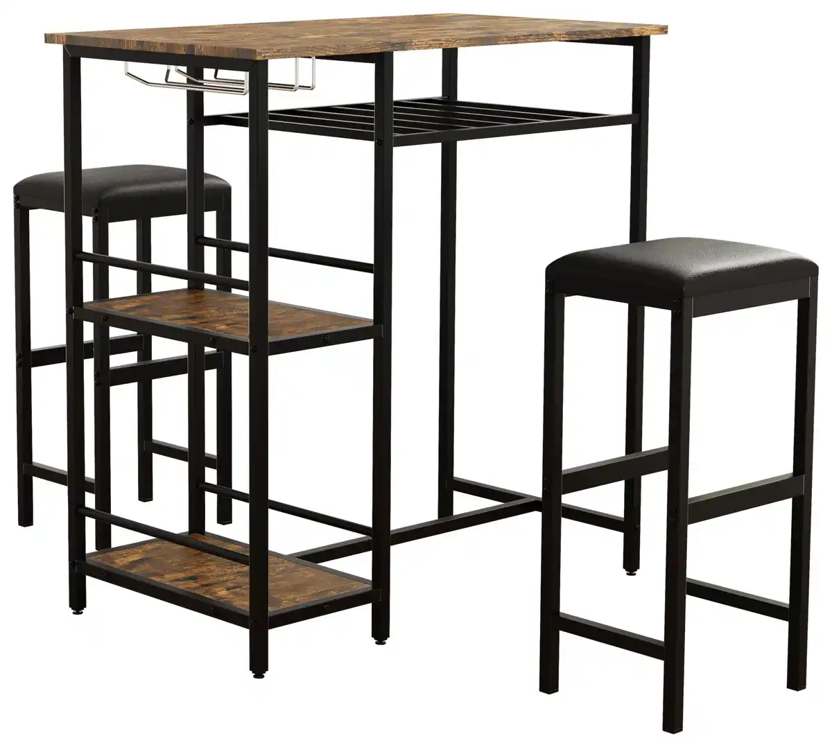 Bild 1 von Bartischset Kolari 3-tlg. Schwarz/Eichefarben, Schwarz, Eichefarben