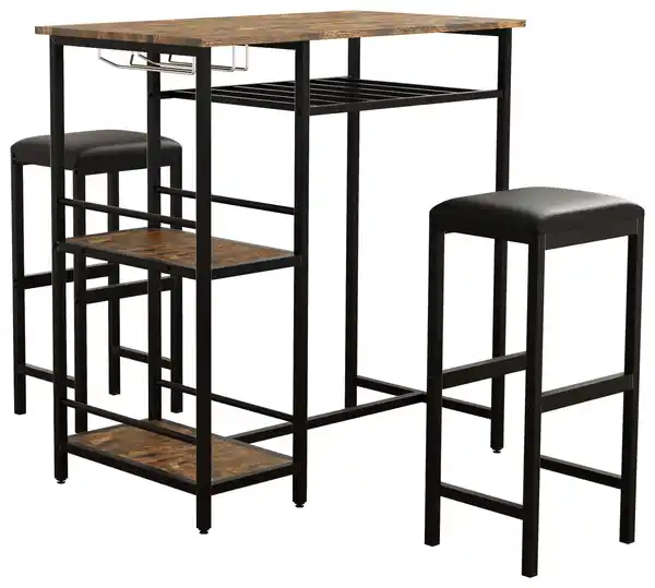 Bild 1 von Bartischset Kolari 3-tlg. Schwarz/Eichefarben, Schwarz, Eichefarben