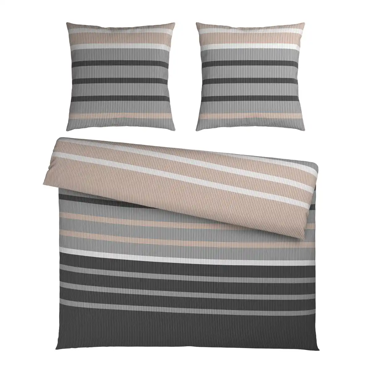 Bild 1 von Bettwäsche Streif XXL Schwarz/Beige ca. 200x200cm, Schwarz, Beige