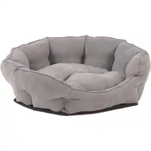 Hundebett, Grau, Textil, Uni, Füllung: Vlies, rund, 53x20x63 cm, weich gepolstert, waschbar, Tiermöbel