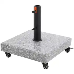 Doppler Sonnenschirmständer, Grau, Schwarz, Stein, Metall, 47x8.5x47 cm, Rollen, rostfrei, Einsätze für unterschiedliche Rohrstärken, Sonnen- & Sichtschutz, Sonnenschirmständer