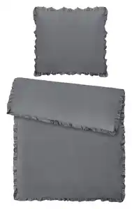 Bettwäsche Rüschen Grau ca. 135x200cm, Grau