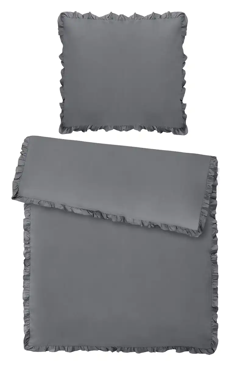 Bild 1 von Bettwäsche Rüschen Grau ca. 135x200cm, Grau