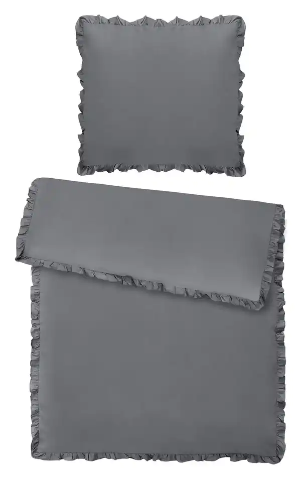 Bild 1 von Bettwäsche Rüschen Grau ca. 135x200cm, Grau