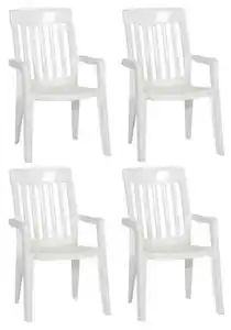 Gartenstuhl-Set Palma Weiß Kunststoff stapelbar, Weiß