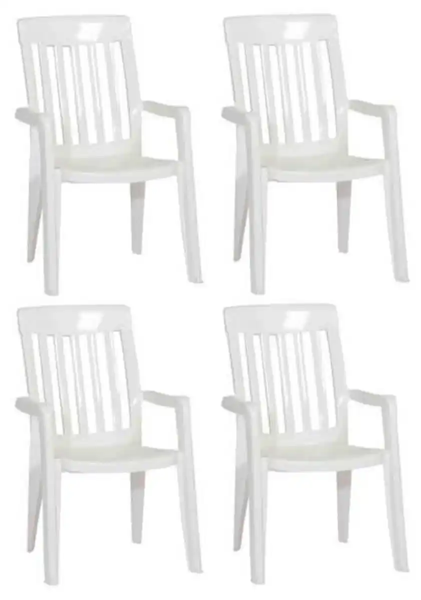 Bild 1 von Gartenstuhl-Set Palma Weiß Kunststoff stapelbar, Weiß