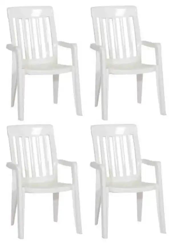 Bild 1 von Gartenstuhl-Set Palma Weiß Kunststoff stapelbar, Weiß