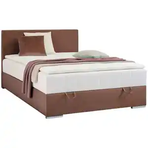 Boxxx Boxbett, Braun, Textil, H3, Höhe ca. 22 cm, 90x200 cm, Topper durchgehend, in verschiedenen Größen erhältlich, Matratze durchgehend, Schlafzimmer, Betten, Boxspringbetten