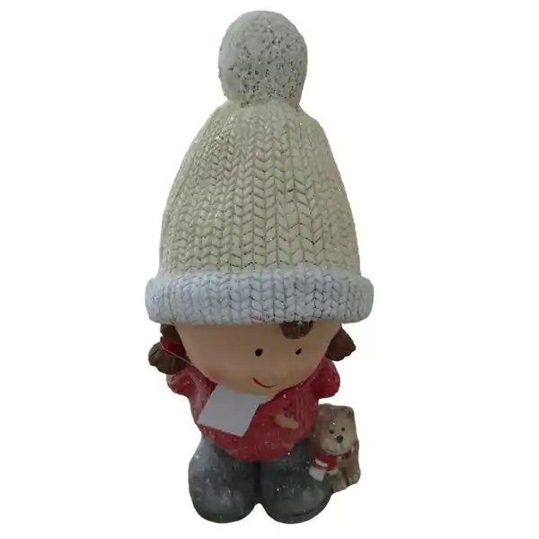 Bild 1 von X-Mas Dekofigur, Rot, Schwarz, Weiß, Stein, Personen, Kind, 21x45x17 cm, Kunsthandwerk, zum Stellen, handgemacht, handgemalt, Dekoration, Weihnachtsdekoration, Winterdeko