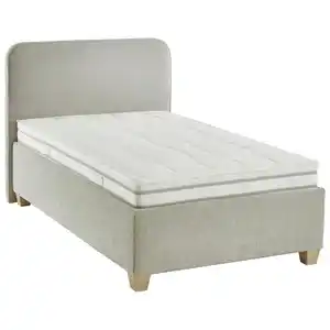 Beldomo - Sleep Polsterbett, Grau, Ecru, Textil, Buche, H4, Höhe ca. 26 cm, 120x200 cm, Goldenes M, Made in EU, Härtegradauswahl, Bezug abnehmbar/waschbar, optimale Belüftung, Tragegriffe, atmungs