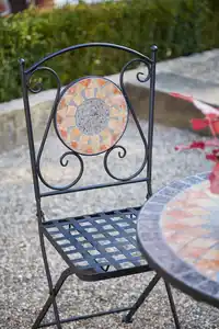 Gartenstuhl Schwarz Mosaik klappbar, Multicolor, Schwarz