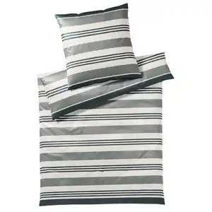 Yes for bed Bettwäsche Covered Comfort, Grau, Grün, Textil, Streifen, 155x200 cm, Oeko-Tex® Standard 100, pflegeleicht, atmungsaktiv, schadstoffgeprüft, dicht gewebtes Garn, Schlaftextilien, Bett