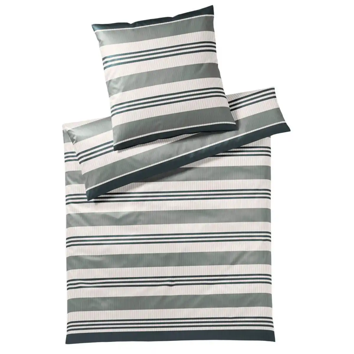 Bild 1 von Yes for bed Bettwäsche Covered Comfort, Grau, Grün, Textil, Streifen, 155x200 cm, Oeko-Tex® Standard 100, pflegeleicht, atmungsaktiv, schadstoffgeprüft, dicht gewebtes Garn, Schlaftextilien, Bett