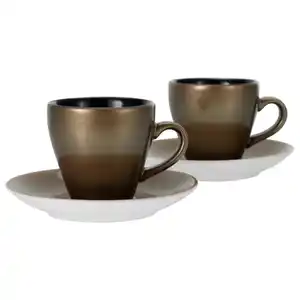 Creatable Tassenset Golden Days black, Schwarz, Gold, Keramik, 4-teilig, 100 ml, Kaffee & Tee, Tassen, Kaffeetassen-Sets