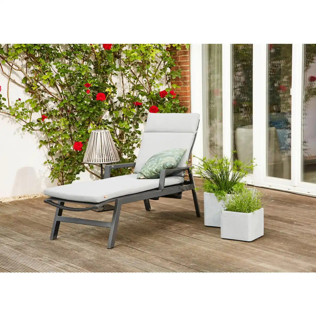 Bild 1 von Siena Garden Gartenliege, Anthrazit, Metall, Kunststoff, Textil, 154x102x70 cm, Kissen, wetterbeständig, stufenlos verstellbar, Gartenmöbel, Gartenliegen