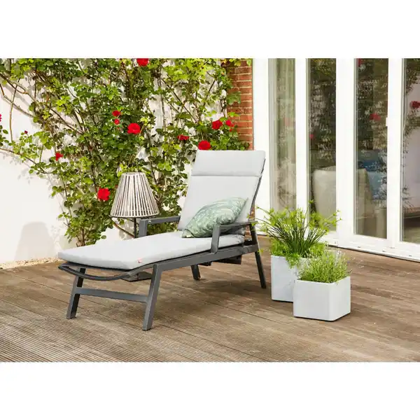 Bild 1 von Siena Garden Gartenliege, Anthrazit, Metall, Kunststoff, Textil, 154x102x70 cm, Kissen, wetterbeständig, stufenlos verstellbar, Gartenmöbel, Gartenliegen