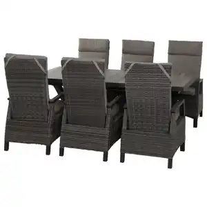 Siena Garden Gartengarnitur, Grau, Metall, Kunststoff, Textil, Keramik, 7-teilig, 100x109x200 cm, Tisch ausziehbar, wetterbeständig, Rückenlehne mehrfach verstellbar, Gartenmöbel, Gartenmöbel-Set