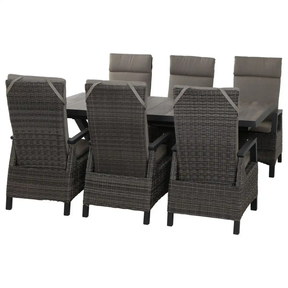 Bild 1 von Siena Garden Gartengarnitur, Grau, Metall, Kunststoff, Textil, Keramik, 7-teilig, 100x109x200 cm, Tisch ausziehbar, wetterbeständig, Rückenlehne mehrfach verstellbar, Gartenmöbel, Gartenmöbel-Set