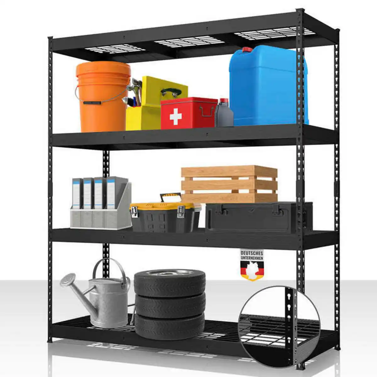 Bild 1 von Floordirekt Schwerlastregal Yukon Rivet, Schwarz, Metall, 160x180x60 cm, Freizeit, Heimwerken, Werkstatt