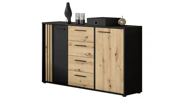 Bild 1 von Kommode mit 4 Schubladen Artisan Eiche - schwarz 143 cm - CARDIGAN