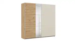 Schwebetürenschrank beige Eiche Spiegel 218 cm - rauch - MONTARIO