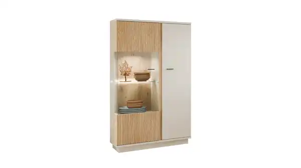Bild 1 von Vitrine mit Glastür beige - Eiche - Breite 87 cm - MOSANO