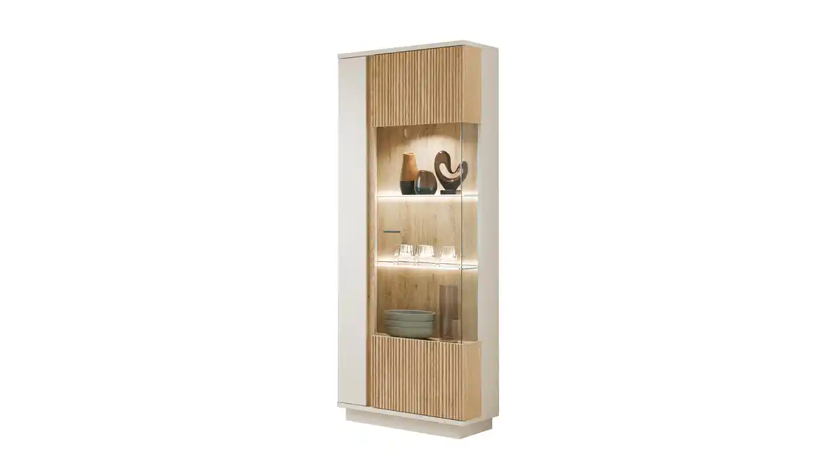 Bild 1 von Vitrine mit Glastür beige - Eiche - Breite 62 cm - MOSANO