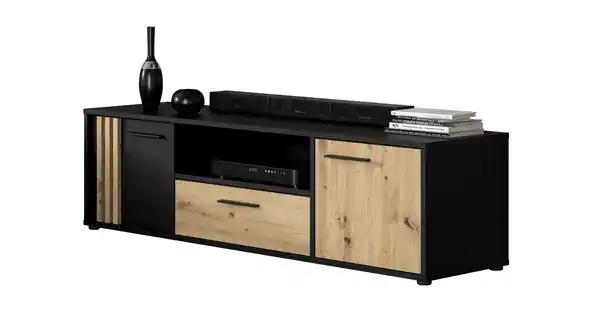 Bild 1 von TV - Lowboard Artisan Eiche - schwarz 163 cm - CARDIGAN