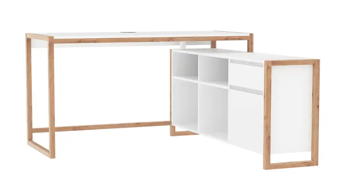 Bild 1 von Eck-Schreibtisch Artisan Eiche weiß 139 x 139 cm - DENVER