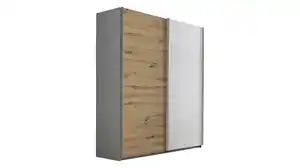 Schwebetürenschrank Eiche weiß - 175 cm - rauch - SATURN
