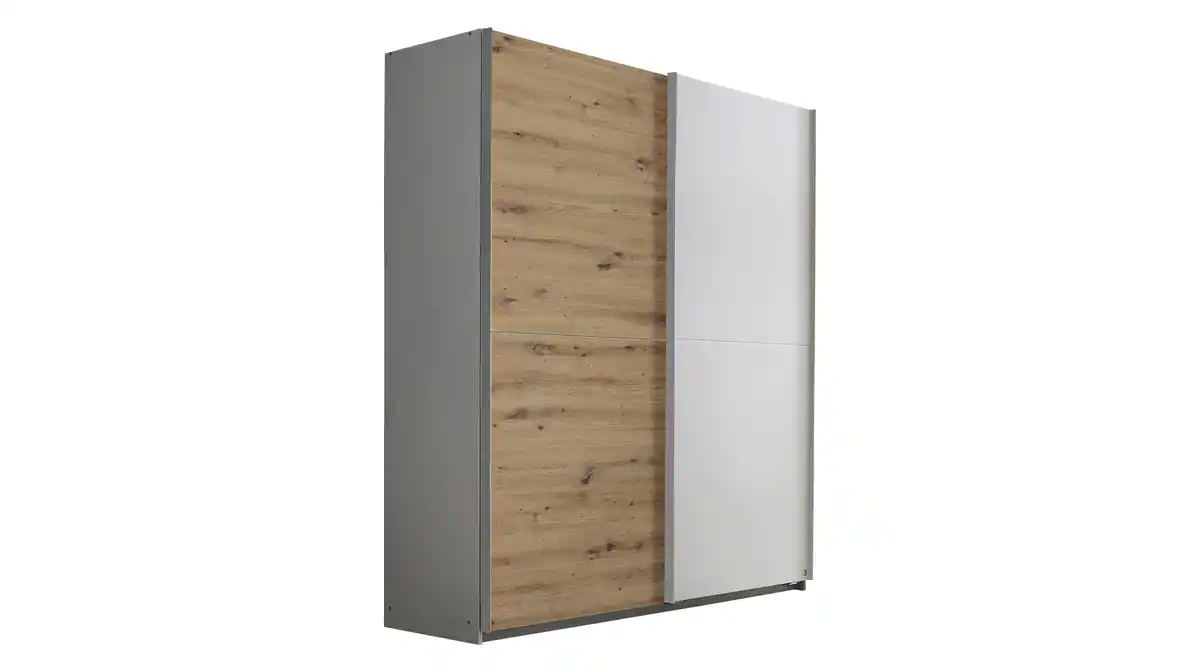 Bild 1 von Schwebetürenschrank Eiche weiß - 175 cm - rauch - SATURN