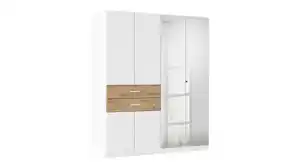 Kleiderschrank mit Spiegel - weiß - Eiche - 181 cm - rauch - MAIKA