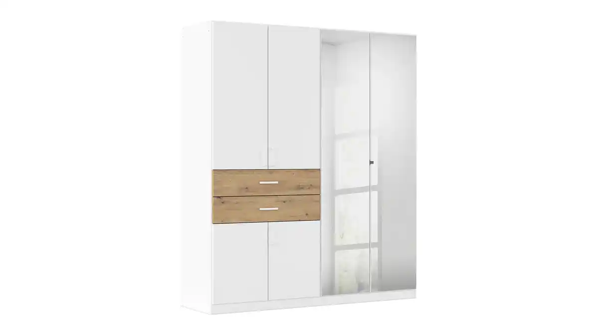 Bild 1 von Kleiderschrank mit Spiegel - weiß - Eiche - 181 cm - rauch - MAIKA