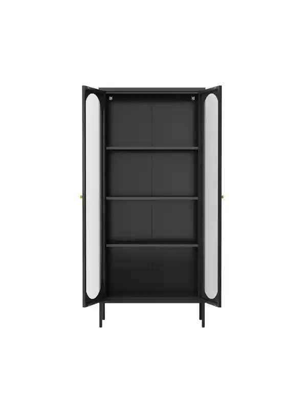 Bild 3 von Metallschrank Sideboard mit Sicherheitsglas-Türen MORU, ca. 180 x 80 x 35 cm - Schwarz