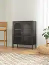 Bild 2 von Metallschrank Sideboard mit  Sicherheitsglas-Türen MORU, ca. 110 x 80 x 40 cm - Schwarz