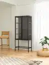Bild 2 von Vitrinenschrank aus Metall mit gehärtetem MORU-Glas und Glas-Seiten, ca. 180 x 80 x 40 cm - Schwarz