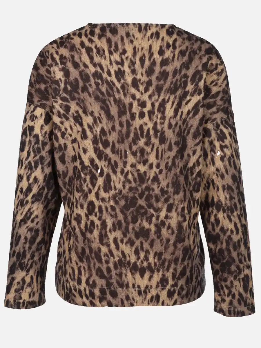 Bild 2 von Damen Flauschshirt mit Leoprint Braun