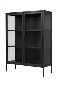 Metall-Vitrinenschrank mit klaren GlastĂĽren, ca. 110 x 80 x 40 cm - Schwarz