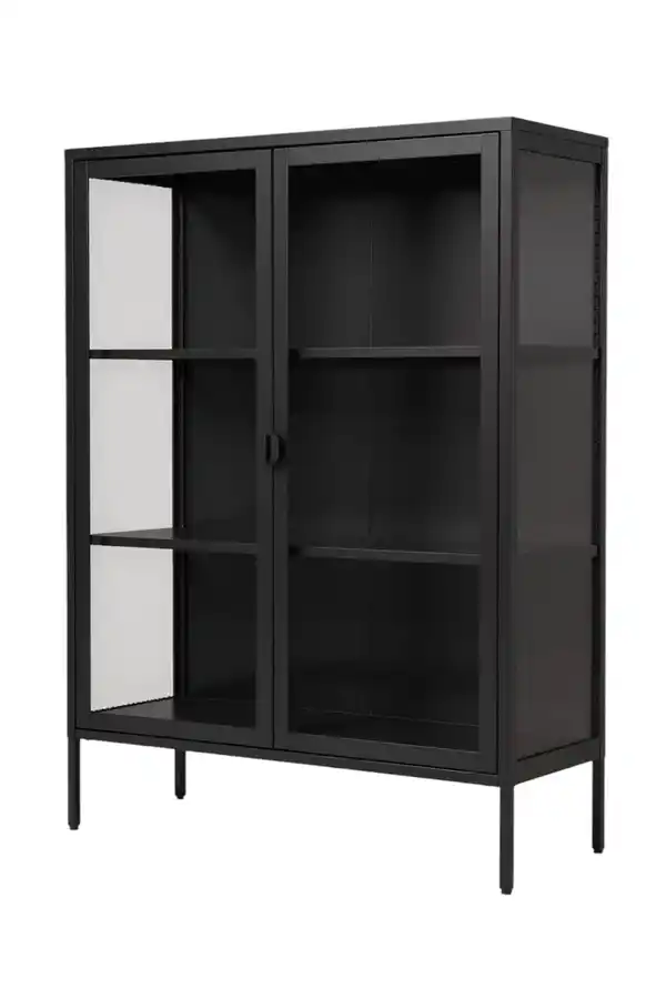 Bild 1 von Metall-Vitrinenschrank mit klaren Glastüren, ca. 110 x 80 x 40 cm - Schwarz