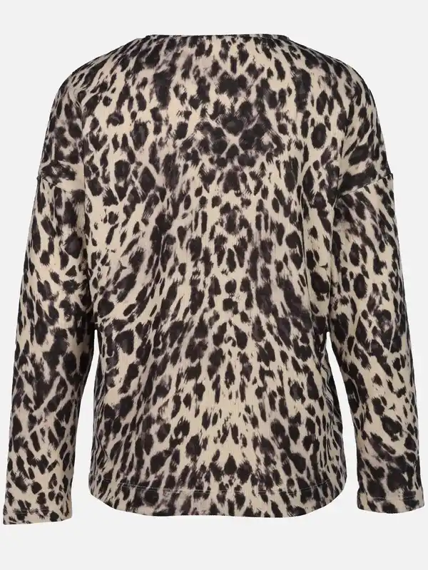 Bild 2 von Damen Flauschshirt mit Leoprint Beige