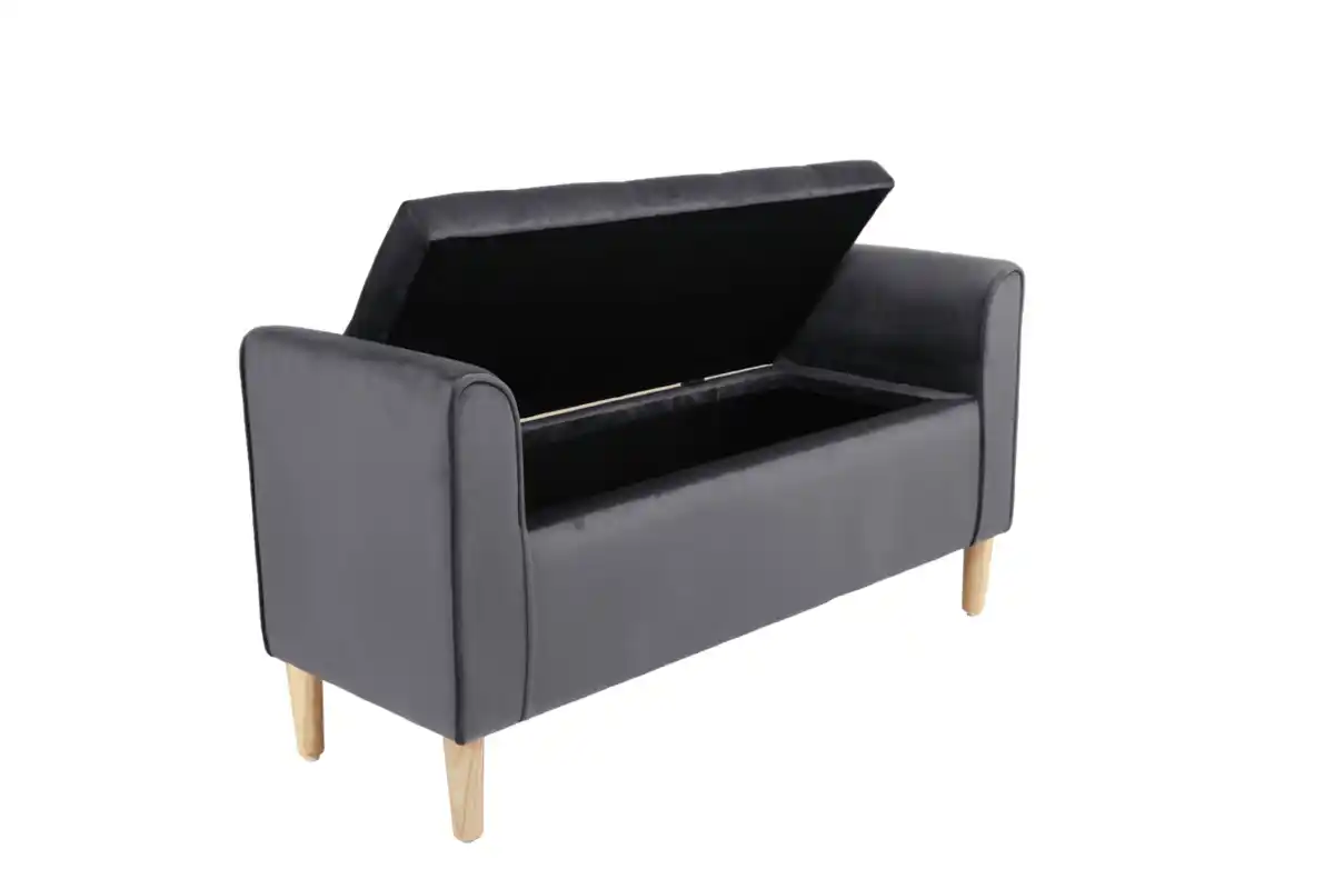 Bild 4 von Aufbewahrungsbank aus Samt, ca. 43 x 114 x 59 cm - Dunkelgrau