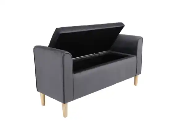 Bild 4 von Aufbewahrungsbank aus Samt, ca. 43 x 114 x 59 cm - Dunkelgrau