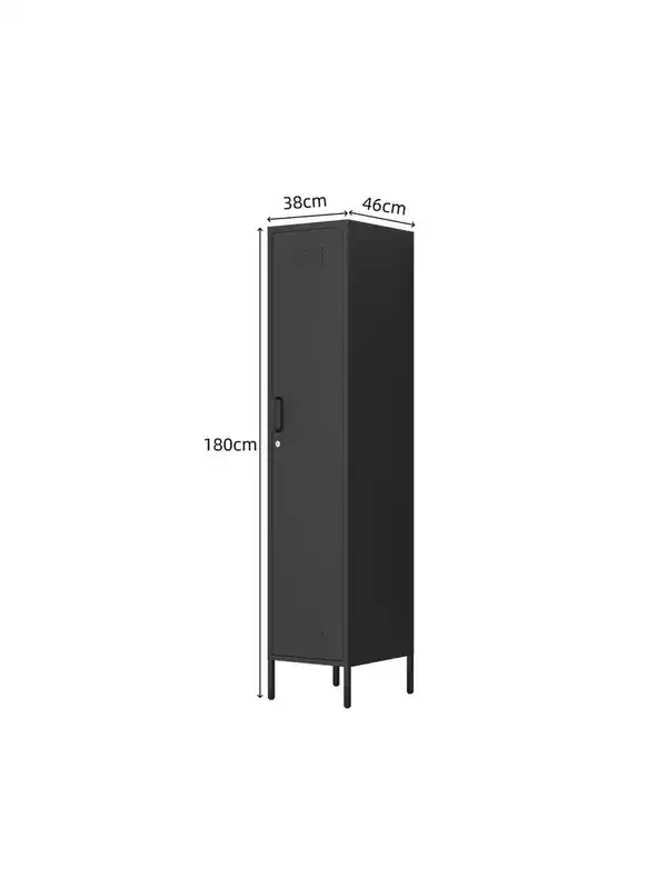 Bild 4 von Metall-Einzeltür-Schrank mit Kleiderstange, ca.180 × 38 × 46 cm - Schwarz